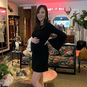 Lulus Bell Sleeve Black Mini Dress